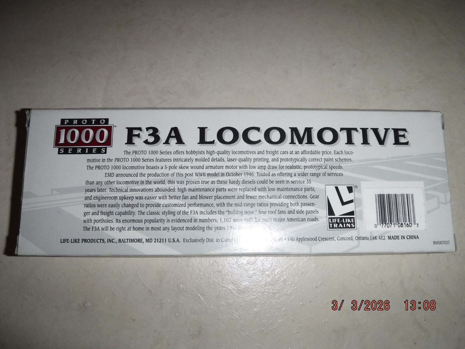 LIFE-LIKE PROTO 1000 HO CHICAGO & NORTH WESTERN F3A LOCOMOTIVE #4064 NOS – NEW!