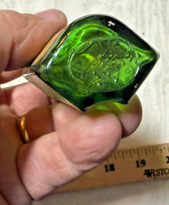 Vintage Marx Locomotive Smoke Bottle Green Glass for Smoking 666 or 333!