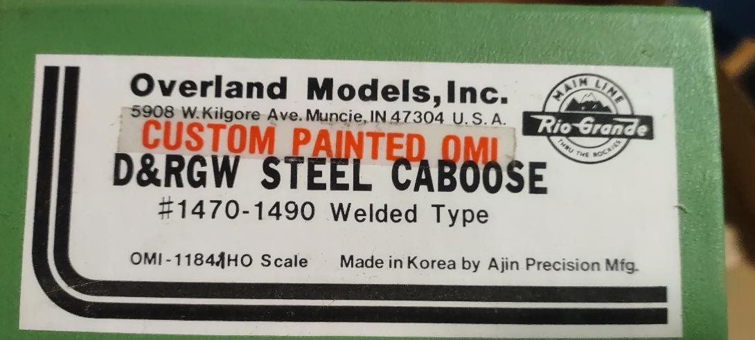 Over land models Brass HO D&RG steel caboose (custom painted for OMI)