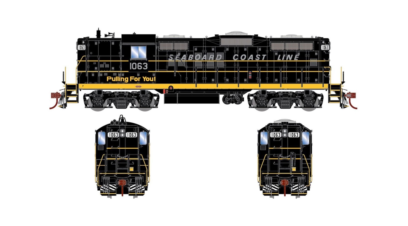 ATHEARN GENESIS G30732 HO SEABOARD COASTLINE GP-18 TSUNAMI2 DCC & SND RD#1063