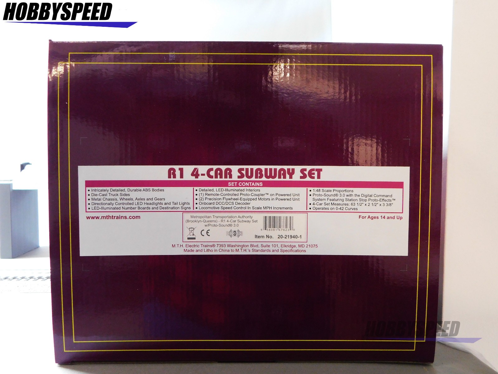 MTH PREMIER MTA R1 4-CAR SUBWAY SET W/PROTO 3 O GAUGE train nyc 20-21940-1 NEW