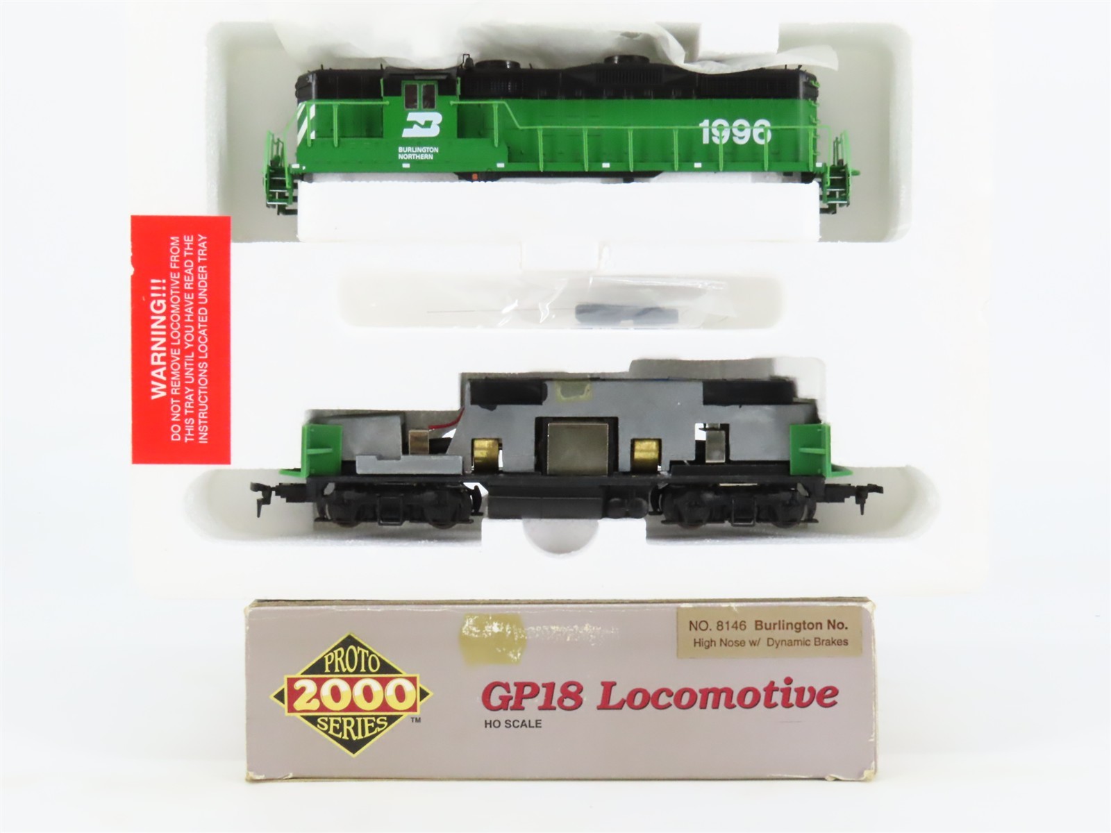 HO Scale Proto 2000 8146 BN Burlington Northern GP18 Diesel #1996 BAD GEARS