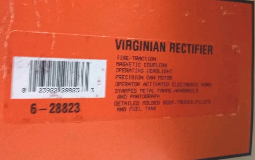 Vtg Virginian Rectifier 6-28823 (1996) 0-27 O Gauge Yellow&Blue Railway New