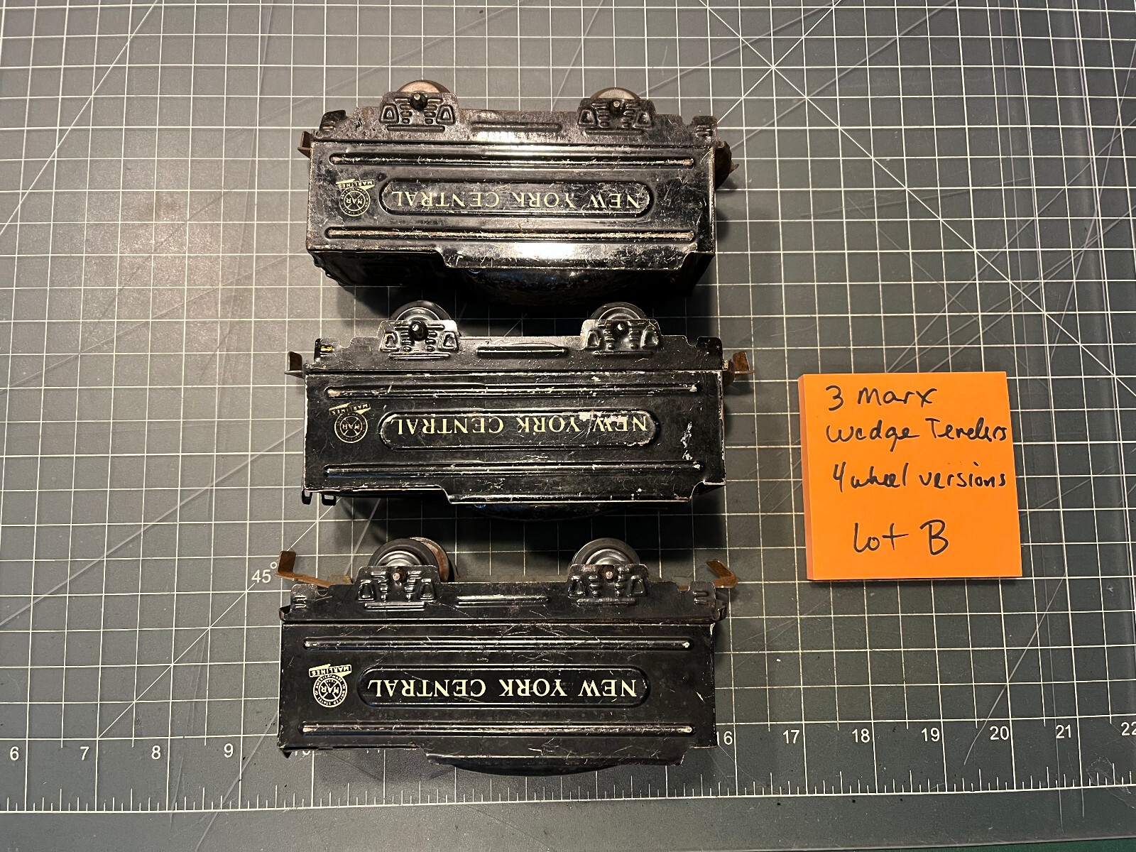 Marx Train THREE (3) MARLINES METAL 951 NYC WEDGE TENDER Tin Litho LOT B