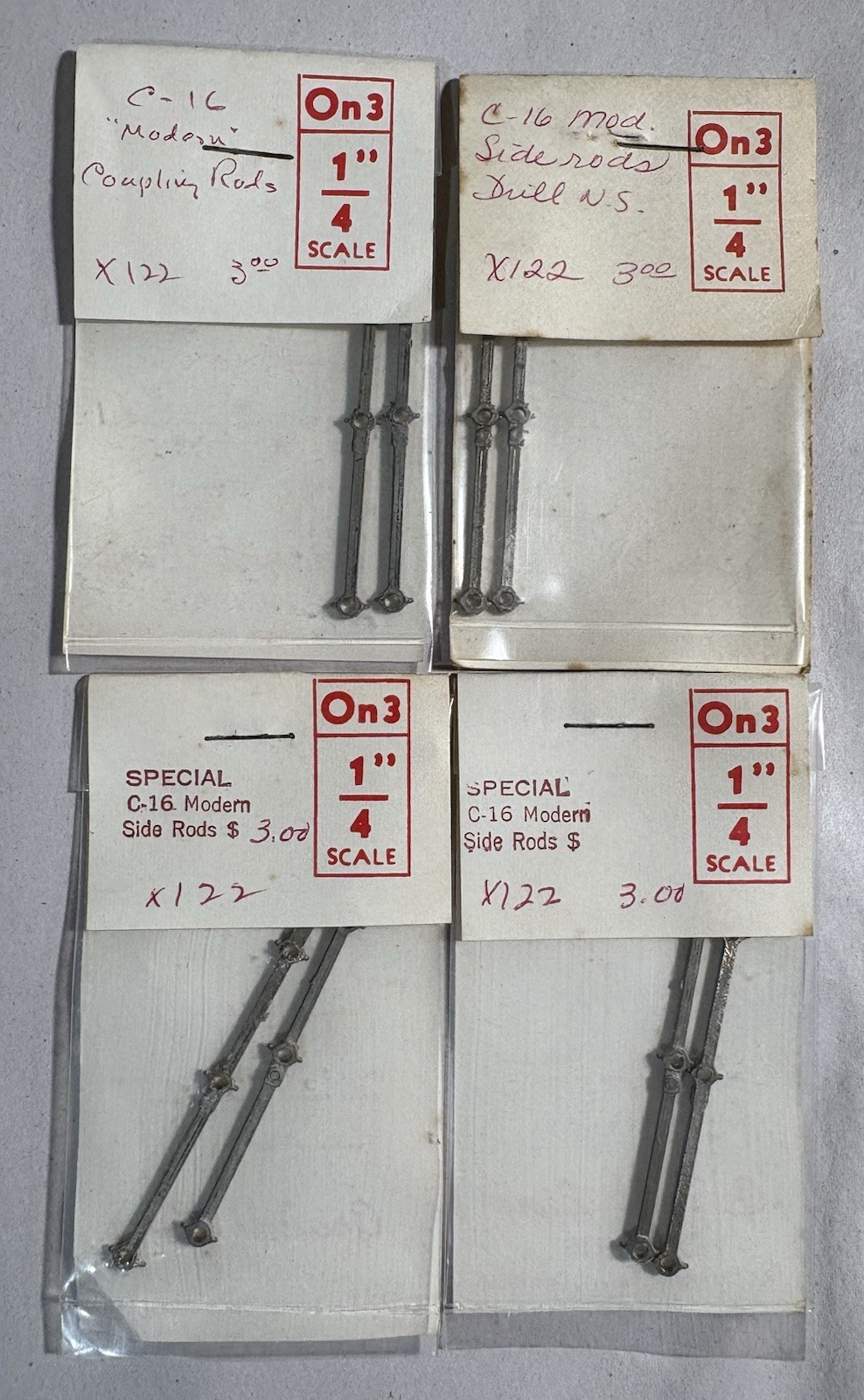 Grandt Line On3 Scale X122 Side Rods C-16 Modern Cast Metal Locomotive NOS