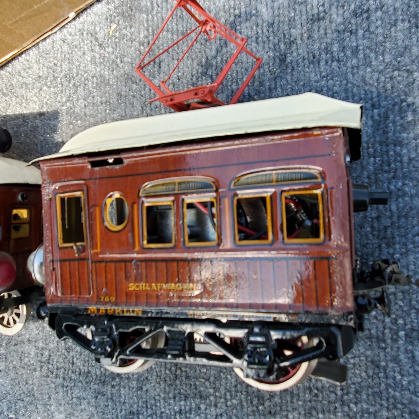 Early Marklin Electric 1 Gauge Trolley Engine and Trailor, #889 On Both, Rare