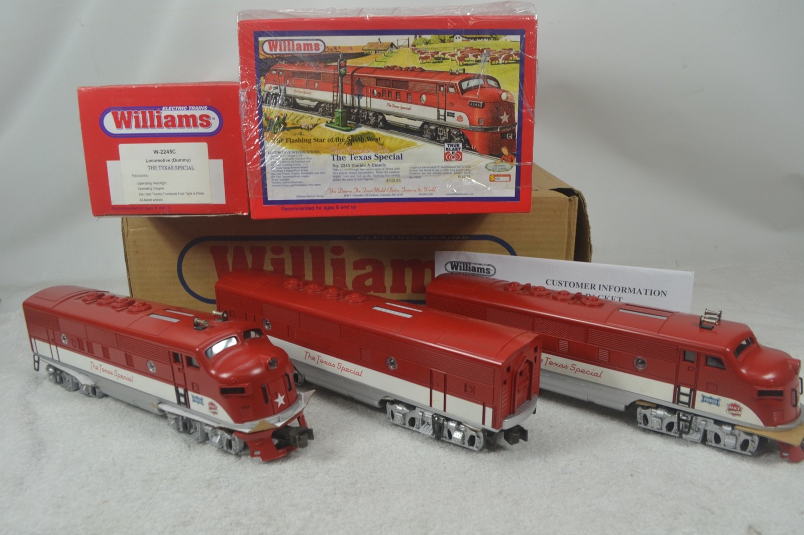 WILLIAMS O GAUGE 2245 TEXAS SPECIAL F-3 DIESEL A-B-A LN-BOXED, LIONEL REMAKE