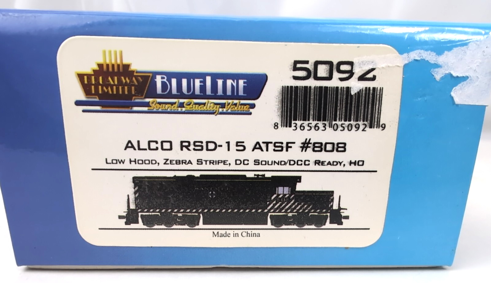 BROADWAY LIMITED Blue Line – ALCo RSD-15 “SANTA FE” LH Zebra Stripe- HO