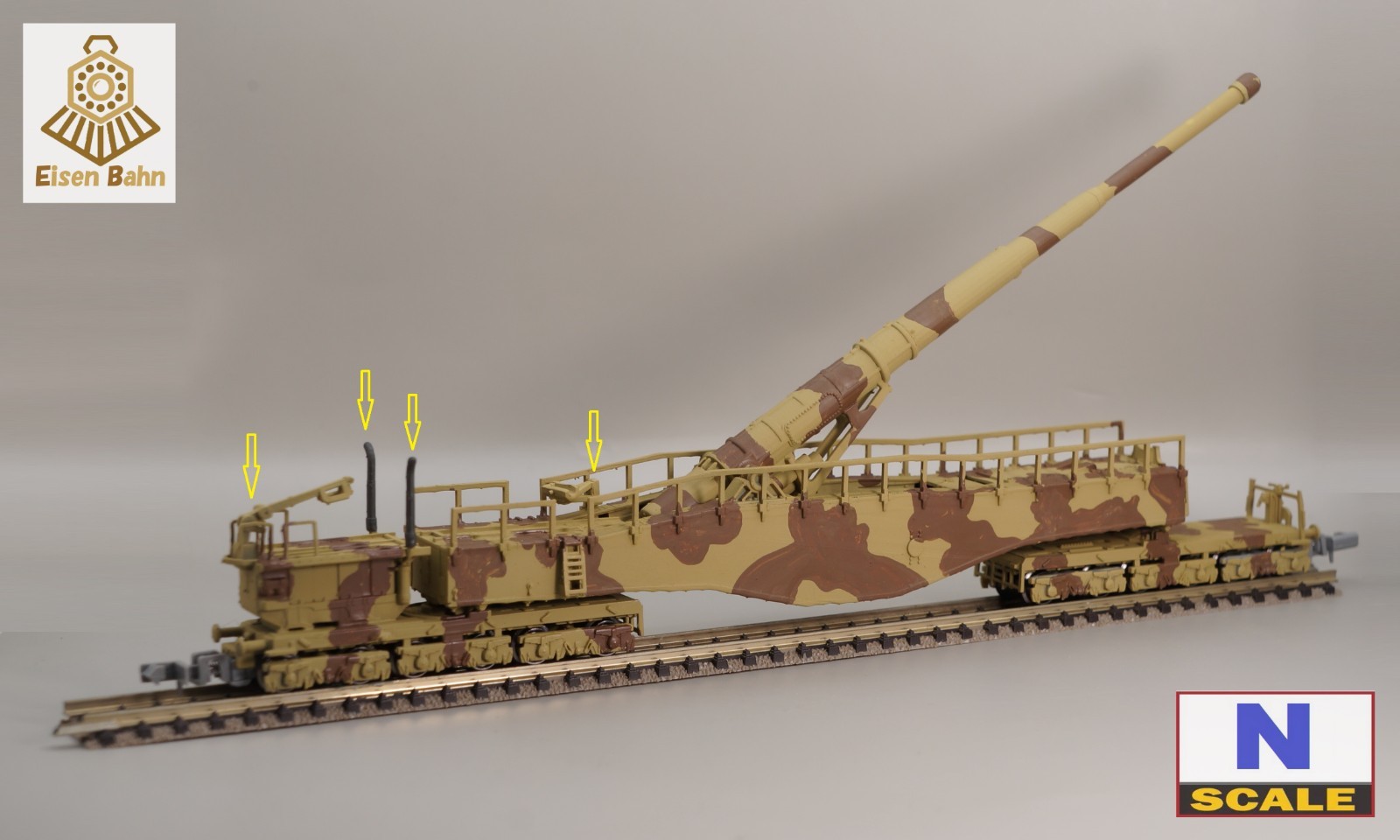 1/160 (N-scale) WWII German K5 railway Gun /w wheels & coupliers resin kit