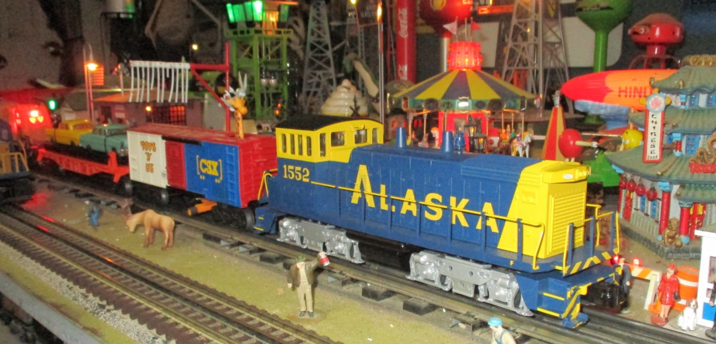 MTH 30-4158-1E Alaska ARR #1552 Dual Mtr SW-1500 w/ PS2-3v O/027 ga. wks/ Lionel