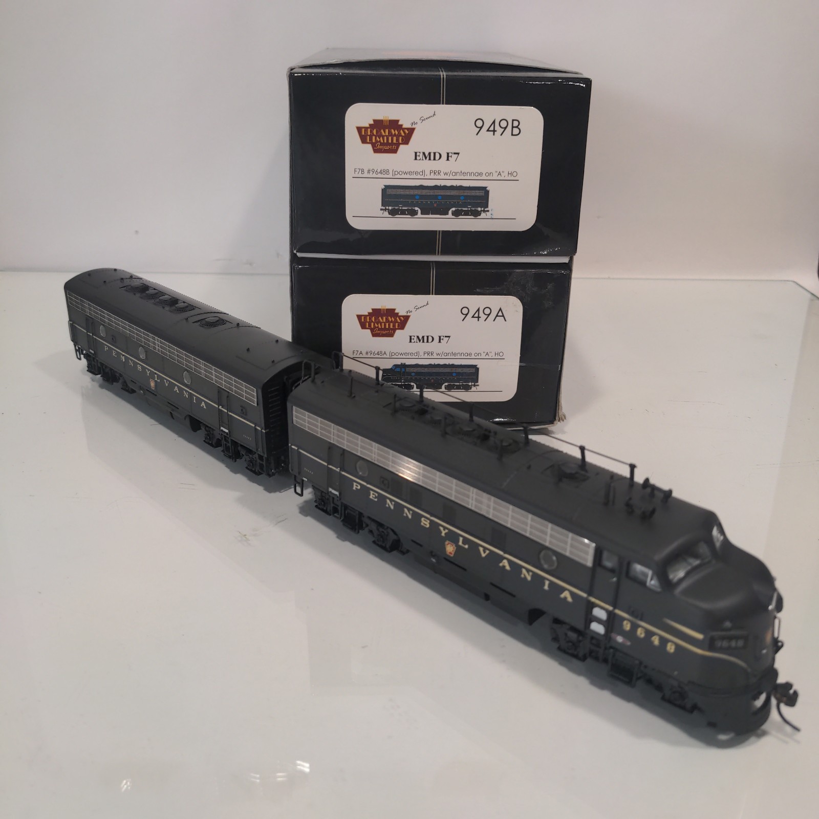 Broadway Limited HO Pennsylvania EMD F7 A/B Set 949 PRR 9648 9648B DC F7A F7B