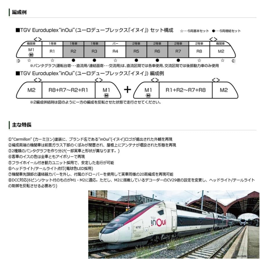 French National Railways (SNCF) 5-car basic set, model train, TGV Euroduplex inO
