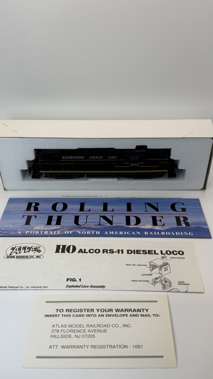 HO Atlas Seaboard Coast Line RS11 1202 Kato Drive Boxed Tested