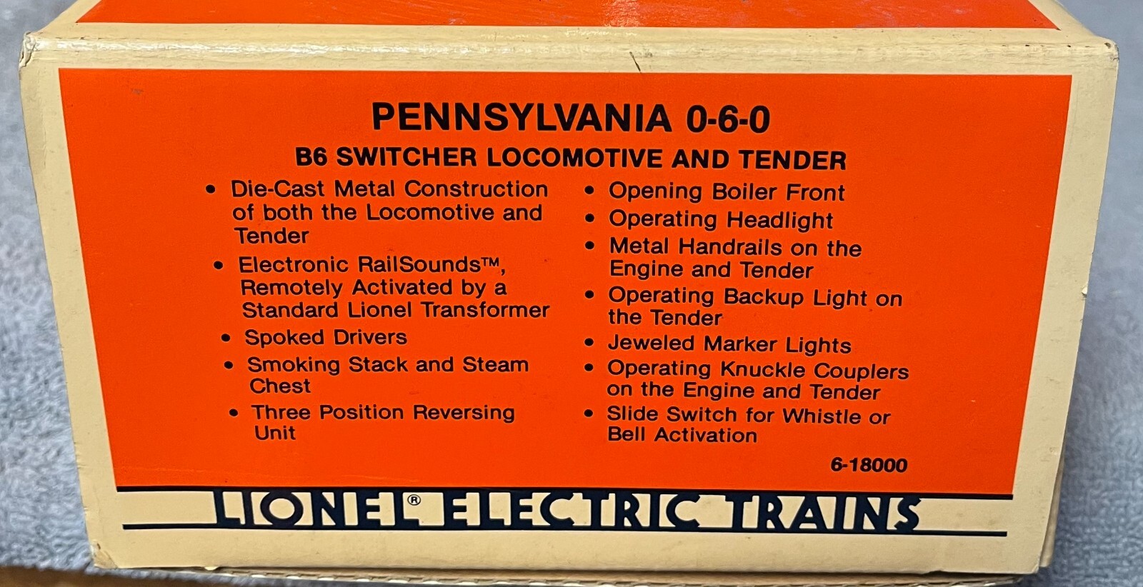 Lionel Pennsylvania PRR 0-6-0 B-6 Switcher w/Early RailSounds 6-18000 C6/7