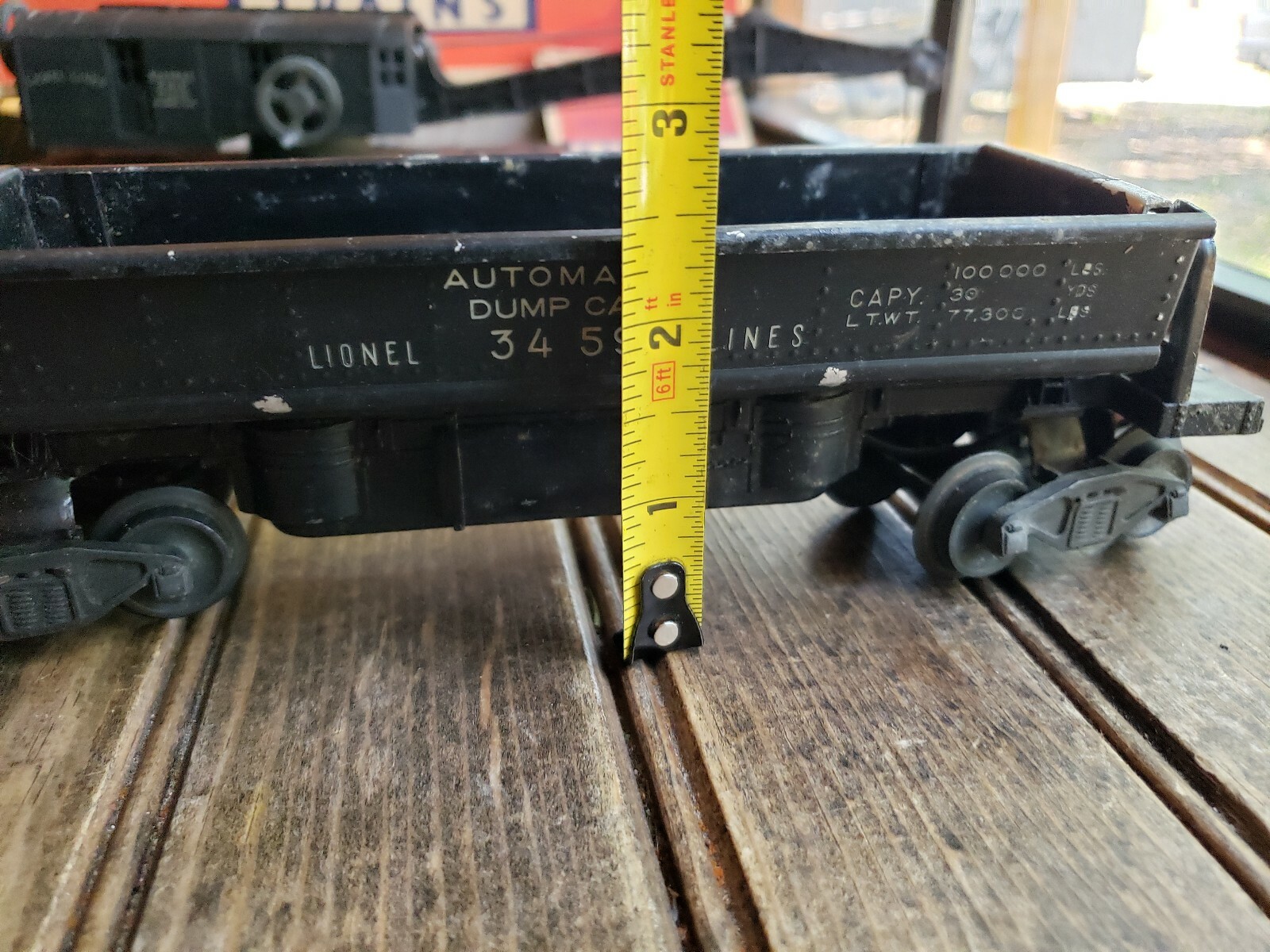 Lionel 3459 Automatic Dump Car Tin Toy Train With (Box Rough Condition)