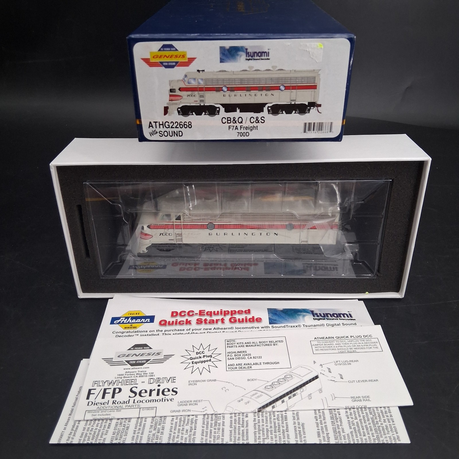 Athearn Genesis HO Gauge DCC G22668 Chicago Burlington & Quincy F7A Freight 700D
