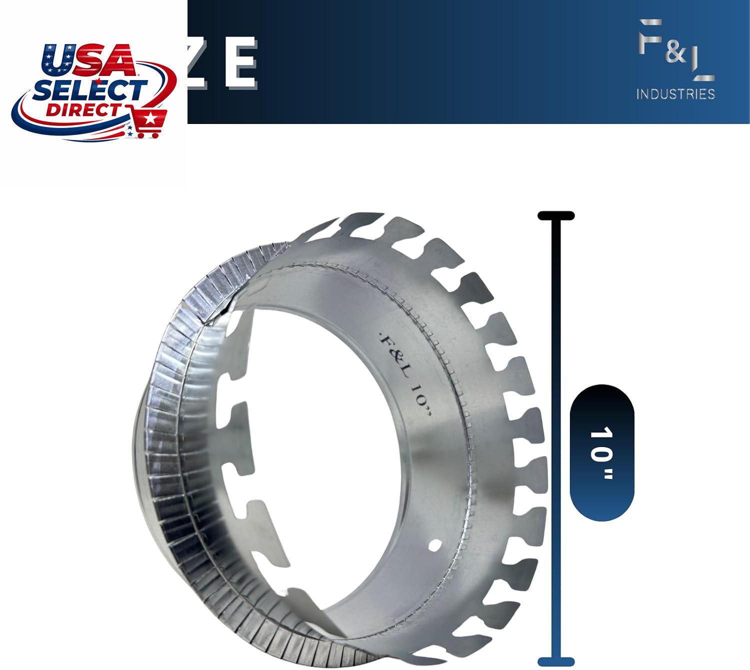 10 Inch Duct Board Collar 28 Gauge Galvanized Steel Tab Collar