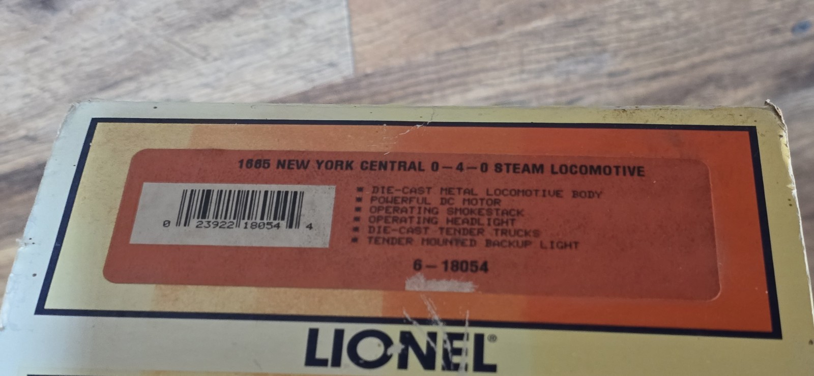 Lionel 6-18054 O New York Central 0-4-0 Steam Locomotive & Tender #1665 LN/Box