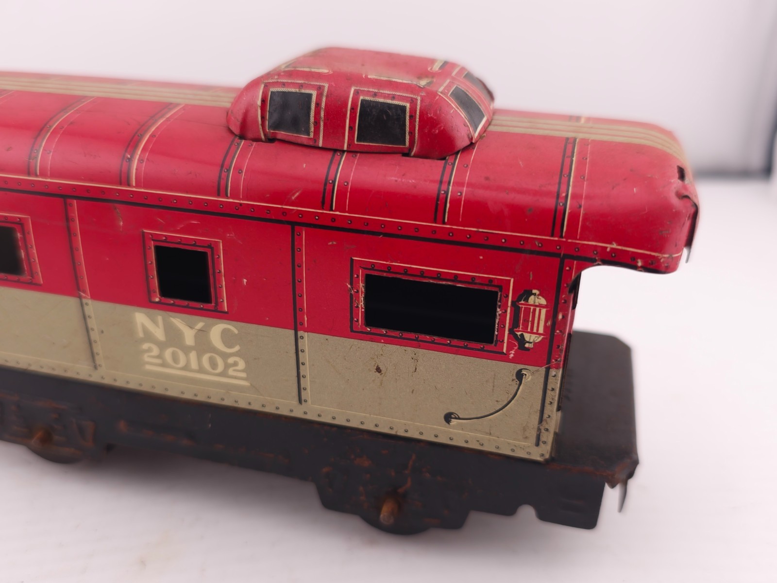 READ Vintage Marx O Scale New York Central Caboose Train Car 20102 Litho Tin Toy