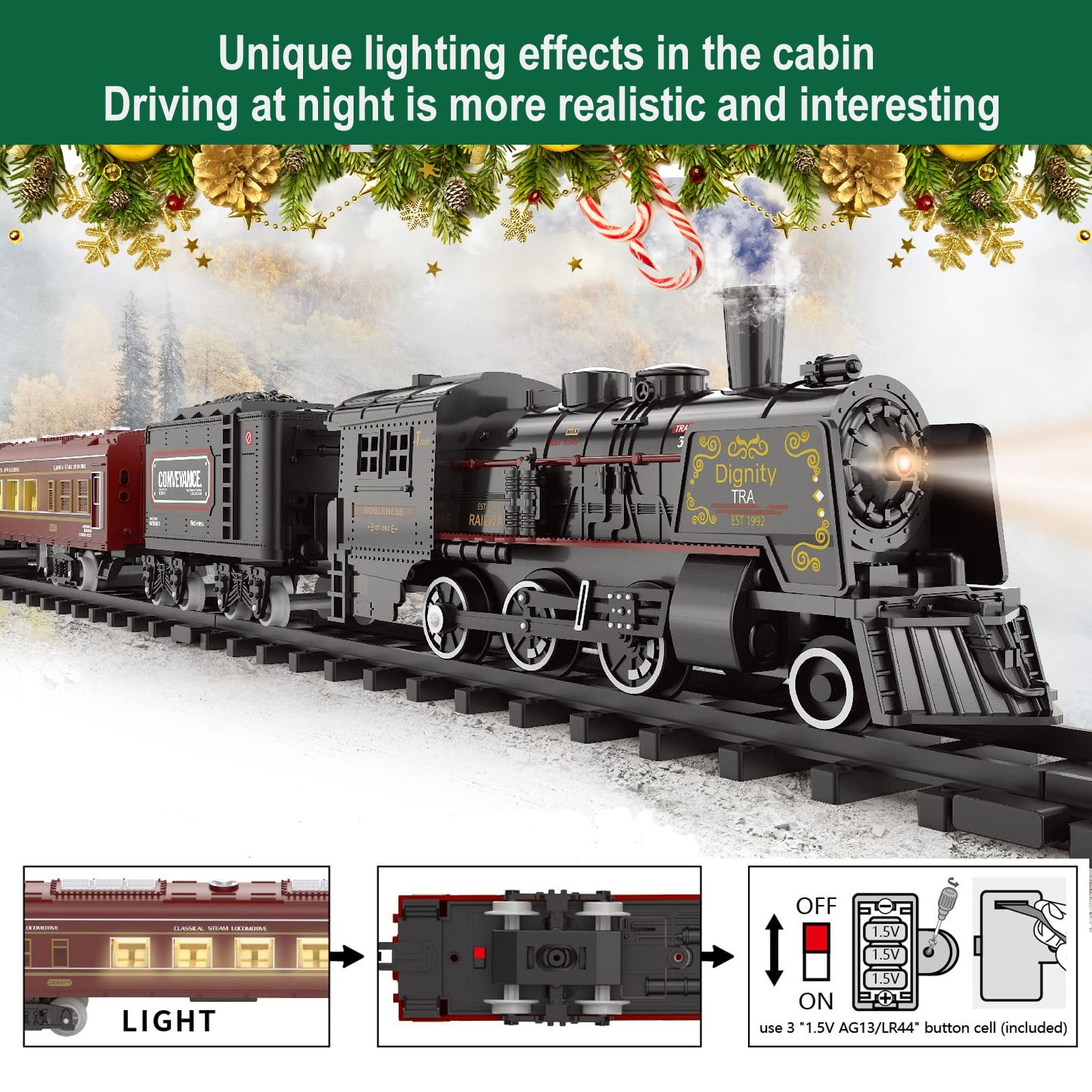 Electric Train Sets for 51.2″ X 30.7″, Green Rechargeable Set