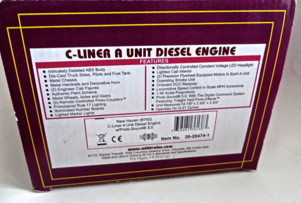 0 MTH 20-20474-1 New Haven C Liner Powered Diesel Proto-Sound 3.0 Cab 793