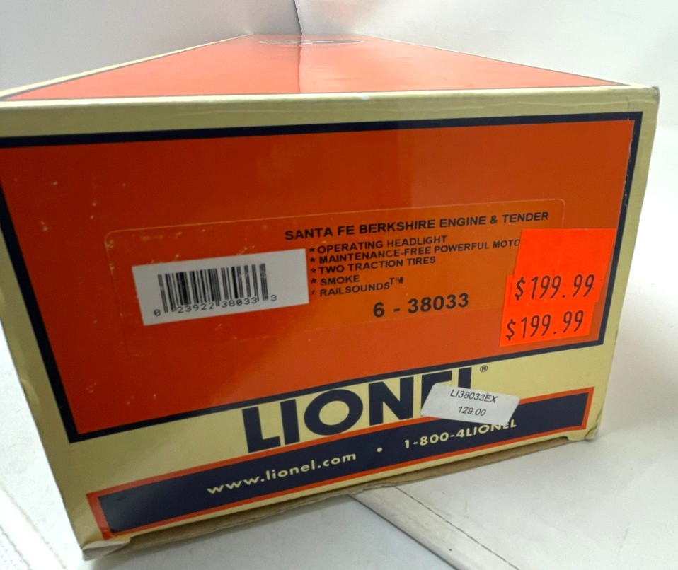 LIONEL 6-38033 Santa Fe Berkshire Steam Locomotive 2-8-4 Engine/Tender #4115 NEW
