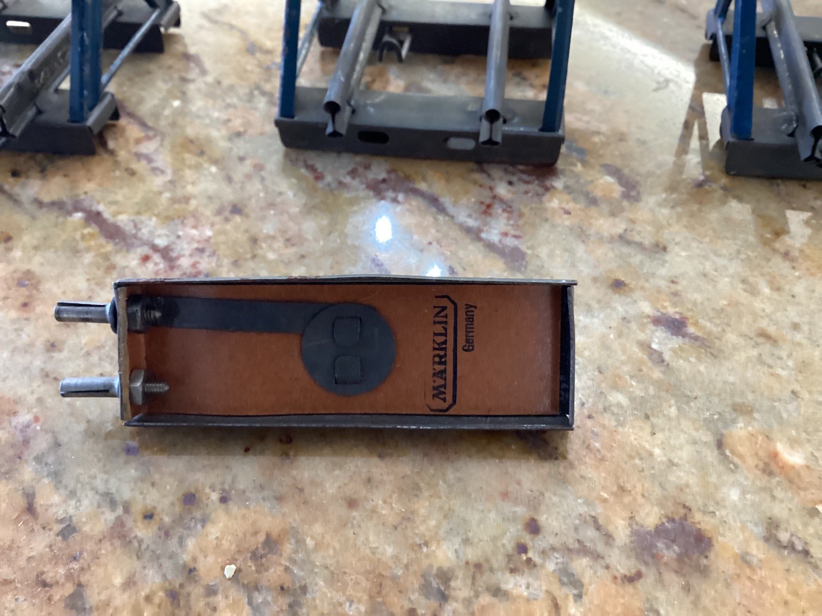 Marklin Prewar railroad set (transformer, crate, tracks, bumpers)