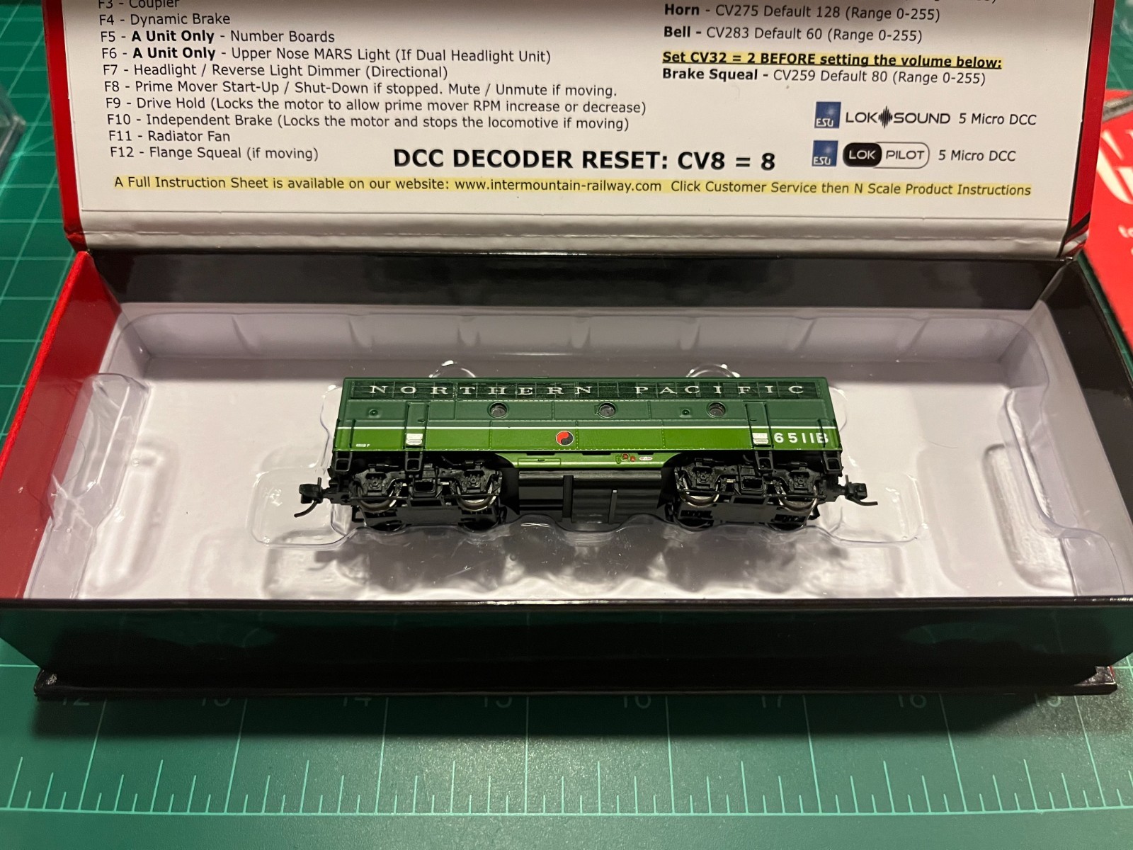InterMountain N Scale EMD F7B Northern Pacific NP Loewy #6511B DCC w/LokSound