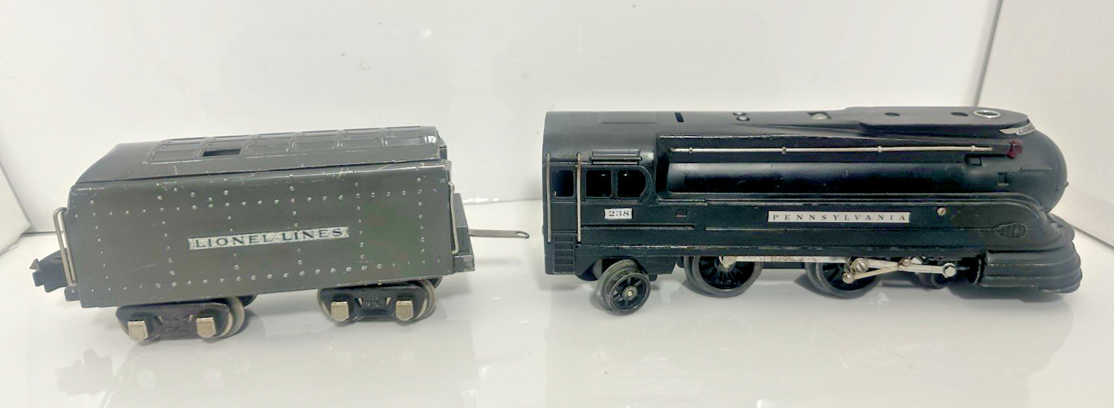 Lionel Prewar O Tinplate Black PRR 238 Torpedo Steam Locomotive 265W Tender SS
