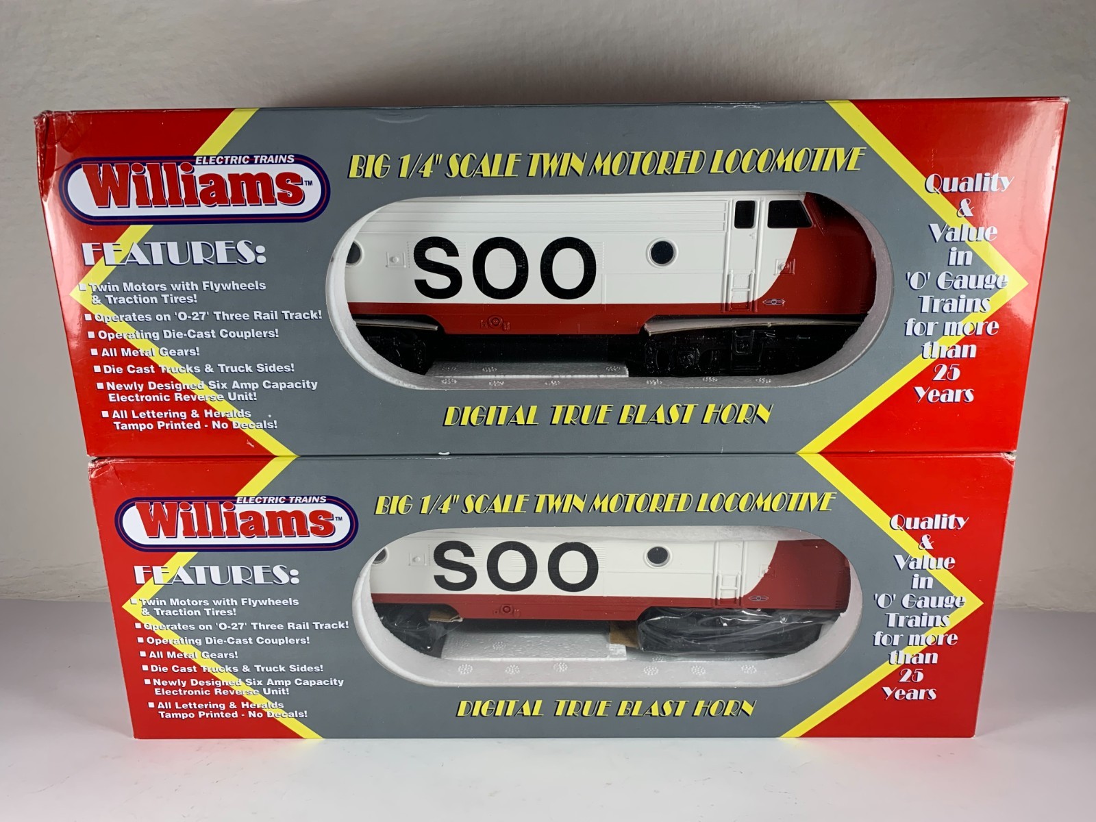 WILLIAMS ‘O’ F-7-221, SOO LINE F-7 SET #2229-A (POWERED) & #2227-A (DUMMY) NIBs