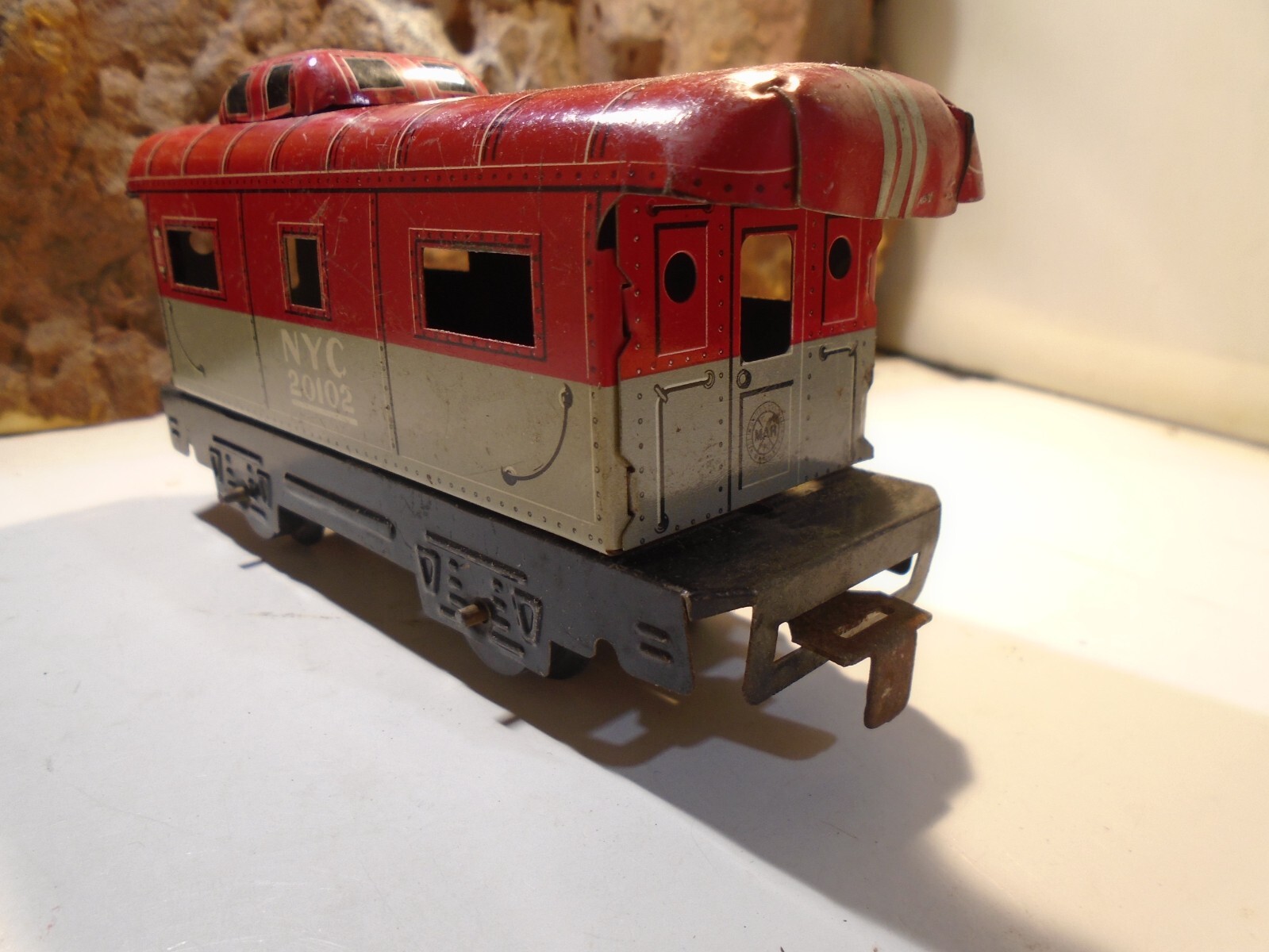 MARX VINTAGE TINPLATE LITOGRAPH CABOOSE NYC 20120, GOOD CONDITION 5-193-5