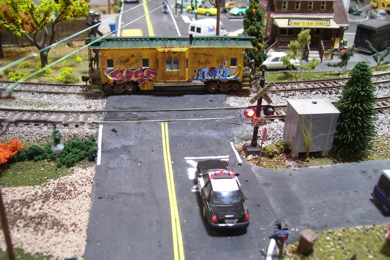 Custom Athearn Chicago &Northwestern bay window caboose.