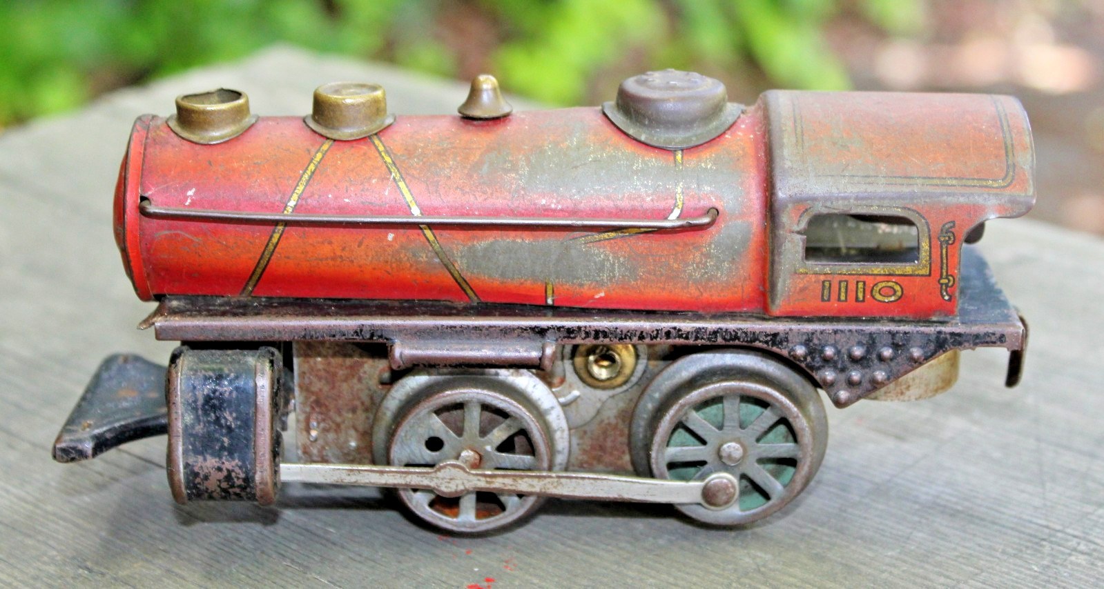 Hafner O Gauge Windup 1110 Red Steam Locomotive RUNS b2