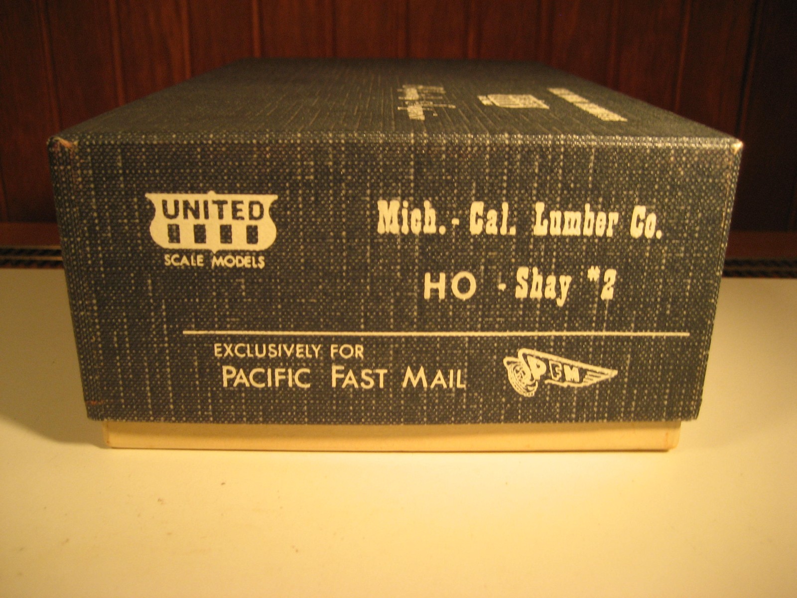 Pacific Fast Mail/United Mich. Cal. Lumber Co. Shay #2 w/ box, foam, & 1-page ad