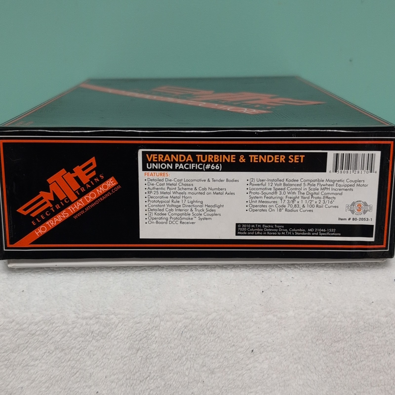 MTH HO 1:87 Union Pacific Veranda Turbine Tender Proto Sound 3 #80-2053-1