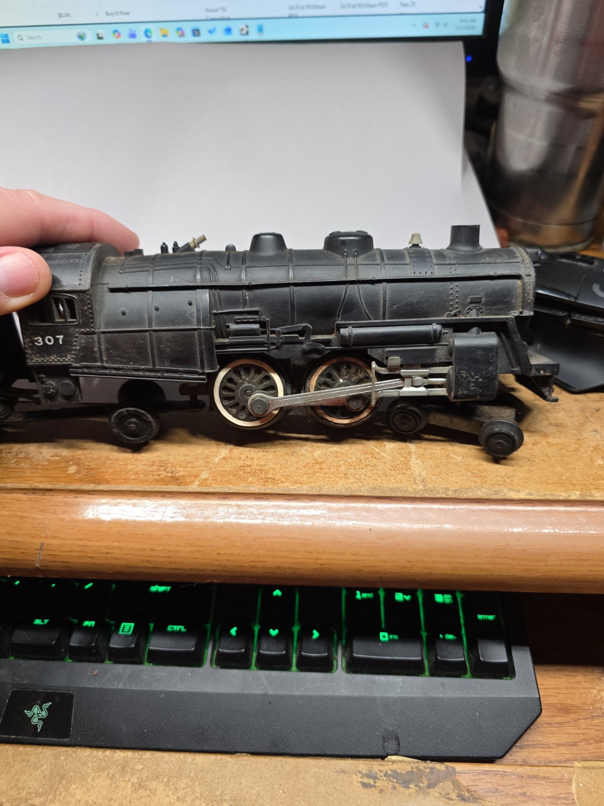 Vintage American Flyer 307 4-4-2 Locomotive w/Reading Lines Tender Untested