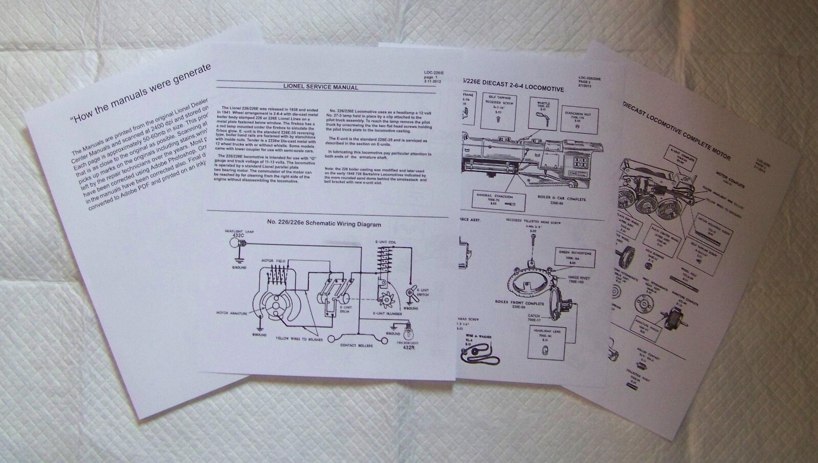 Lionel 1938-41 226E 2-6-4 Locomotive with 2226W Tender Service Manual