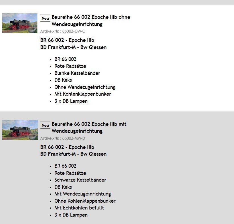 MBW Track 01 Locomotive BR 66 Various Variants 2nd Series For Märklin KM1 Kiss