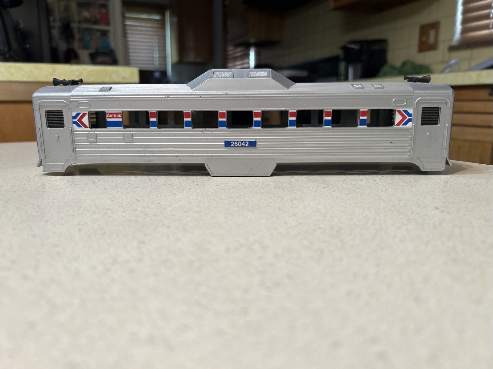K Line Amtrak RDC # 26042 Silver Red White Blue O 27 Plastic Body Only Nice