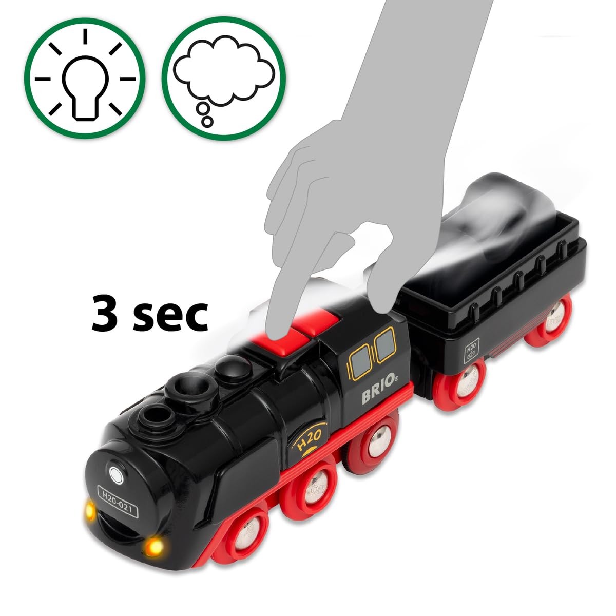 BRIO Battery Operated Steaming Train Set with Real Steam Lights and Motion