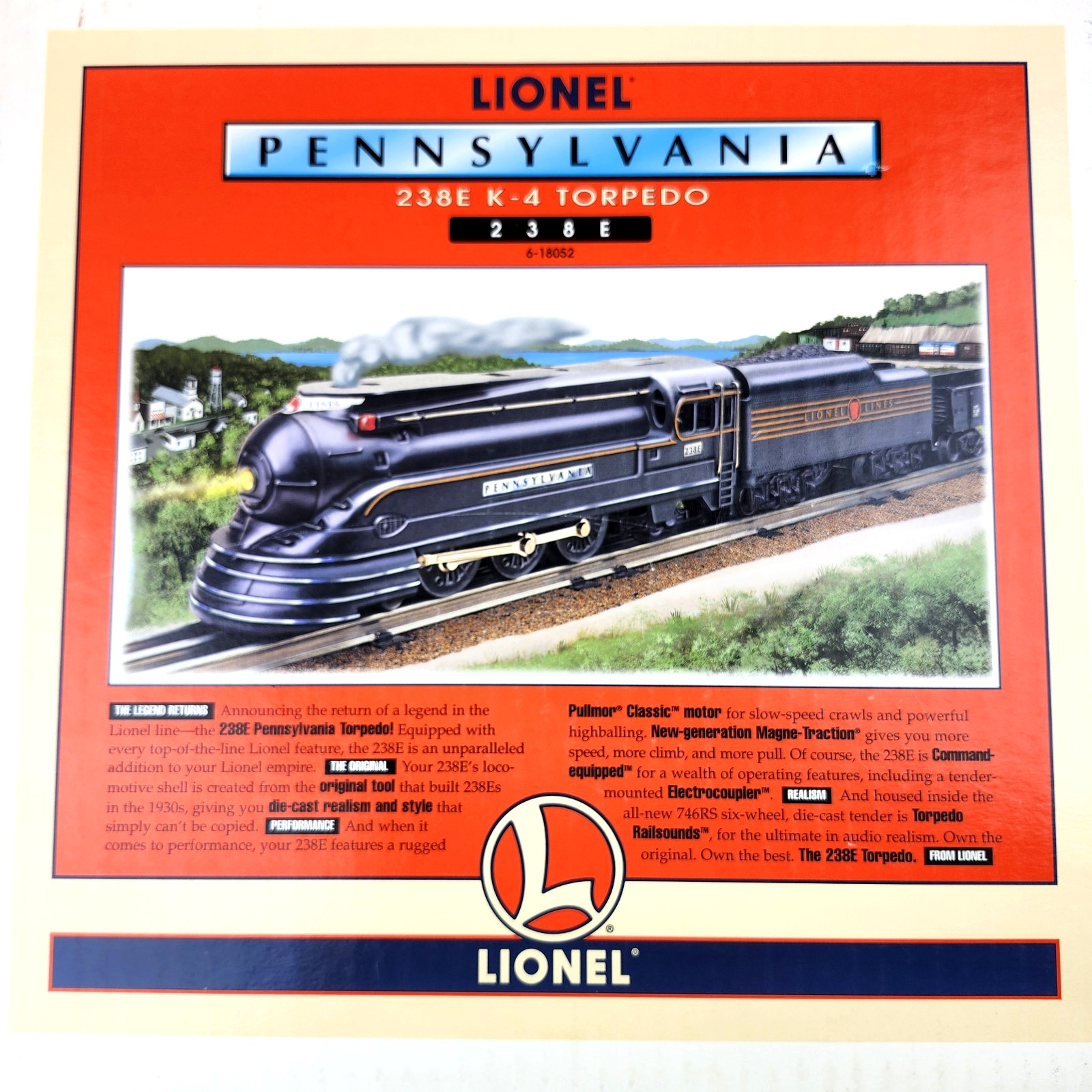 Lionel #6-18052 Pennsylvania K-4 Torpedo Steam Locomotive & Tender #238E w/ TMCC