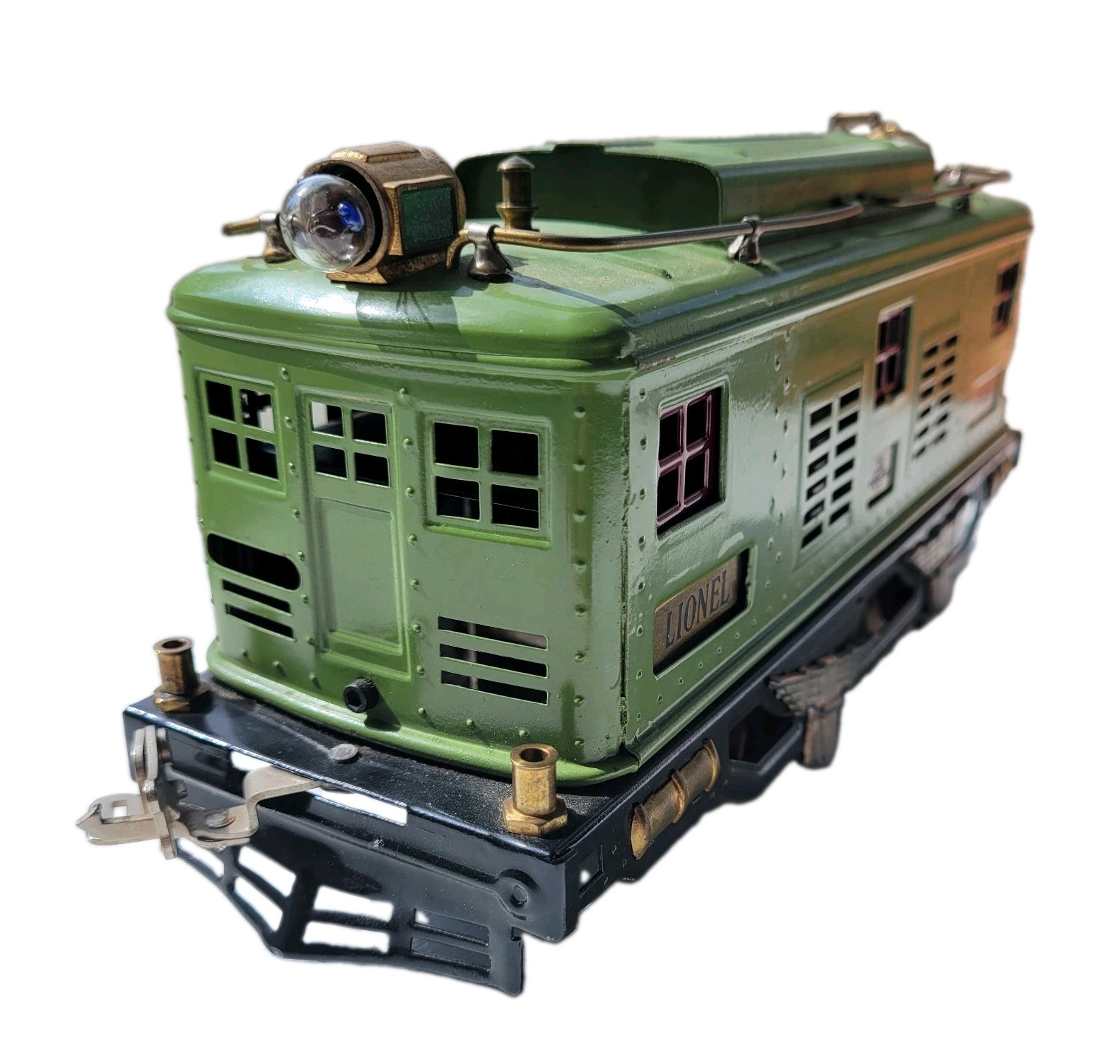 + Lionel Prewar Standard Gauge Tinplate No. 8 Olive Green Electric Engine