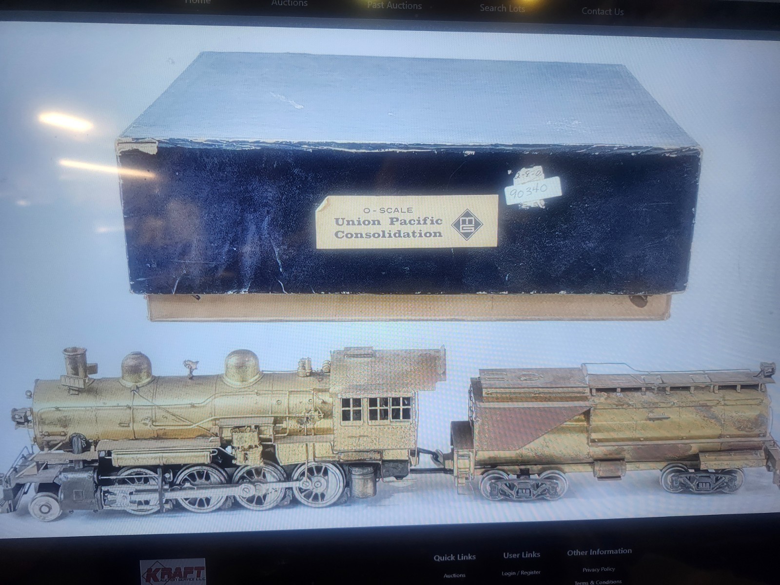 KTM Max Gray Brass Union Pacific 4-6-0 Consolidation Steam Locomotive & Tender O