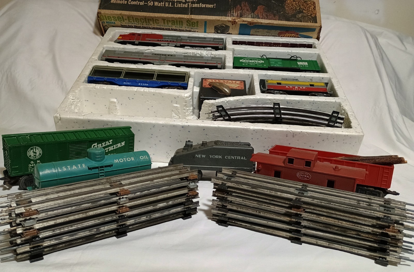1959 Marx Diesel Electric Train Set Santa Fe🏵 41831 Remote Control 50w + Extras