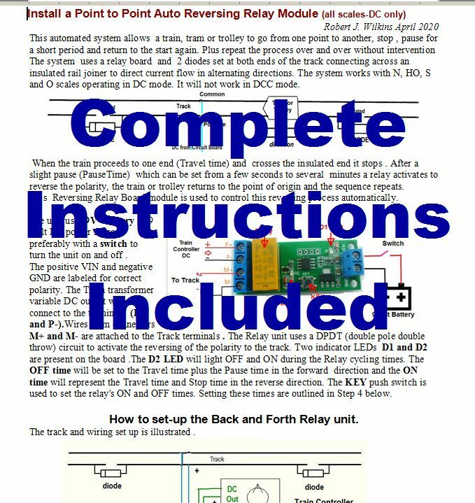 Auto-Reversing system for HO scale Point to Point Layout with 9″ end stop tracks