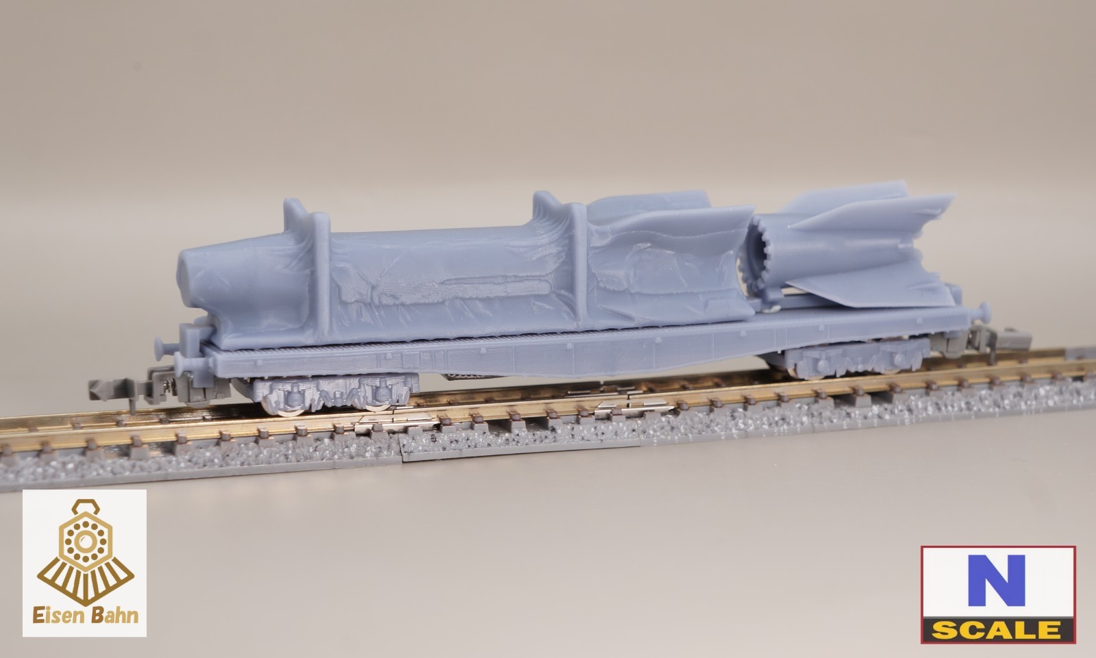 1/160 (N-scale) WWII German V2 Rocket on flatwagon /w wheels&coupliers resin kit