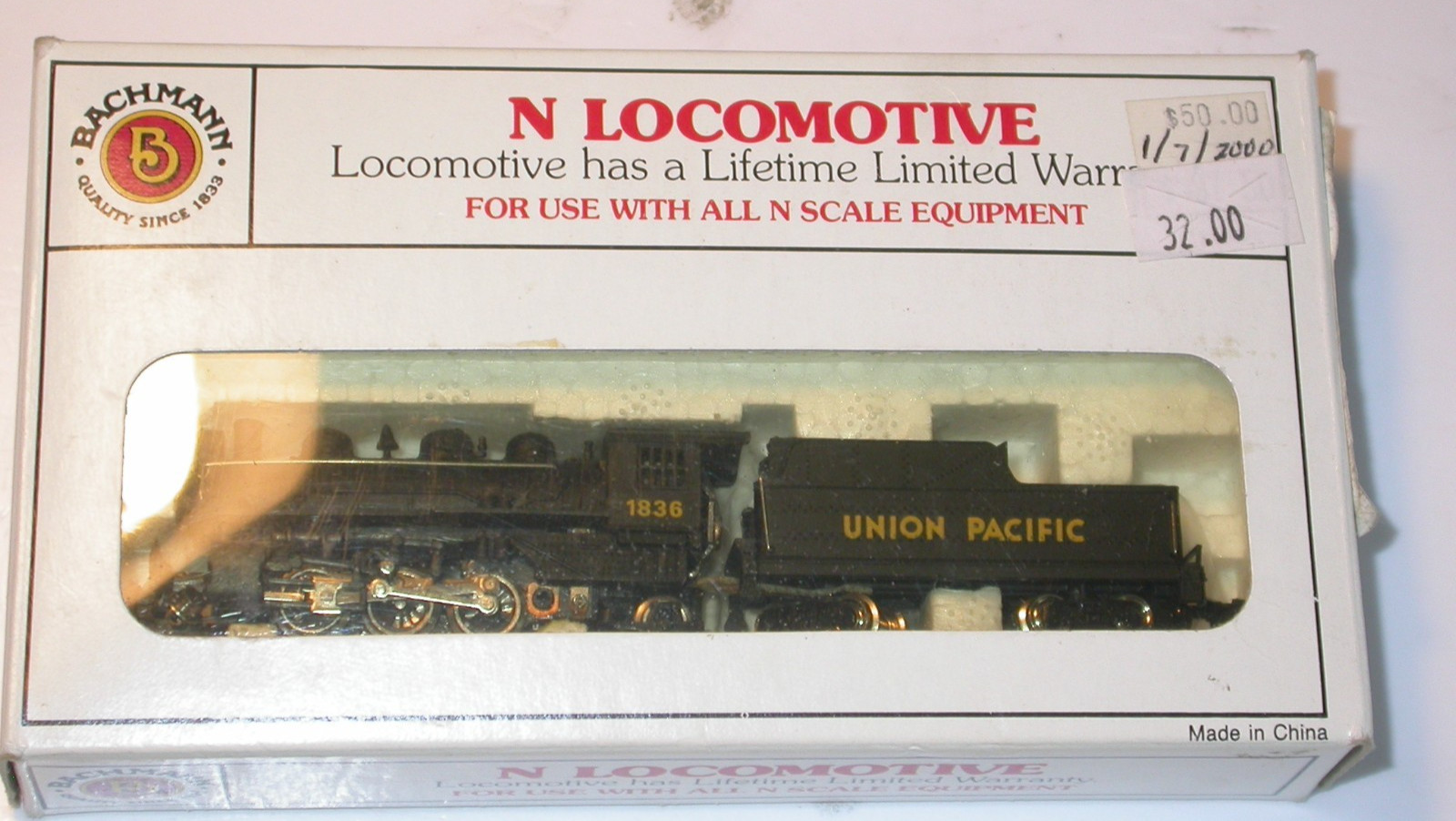 Bachmann N Scale 2-6-2 Prairie Steam Locomotive & Tender Union Pacific 51551
