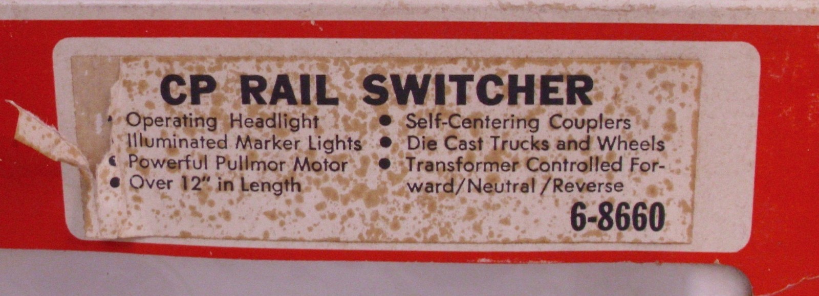 LIONEL CP RAIL SWITCHER DIESEL LOCOMOTIVE 4-0-4 O SCALE 1978 6-8660