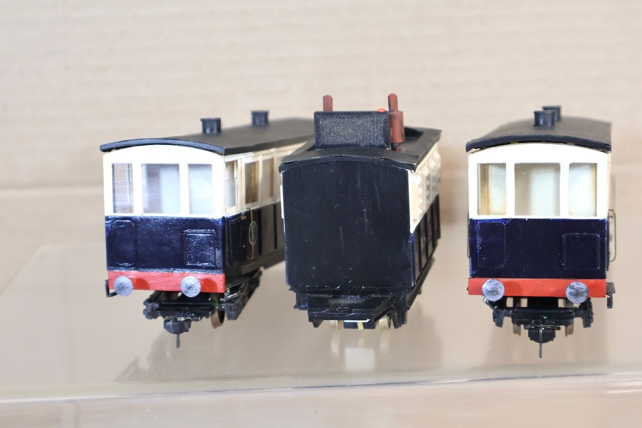KIT SCRATCH BUILT O-16.5 WSLR DIESEL DMU LOCOMOTIVE & COACH SET ol