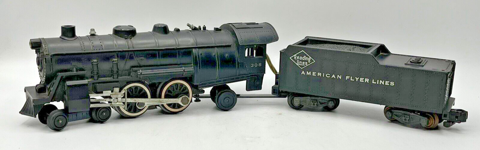 Gilbert American Flyer S Gauge #308 Atlantic Locomotive & Tender – 1956 Only